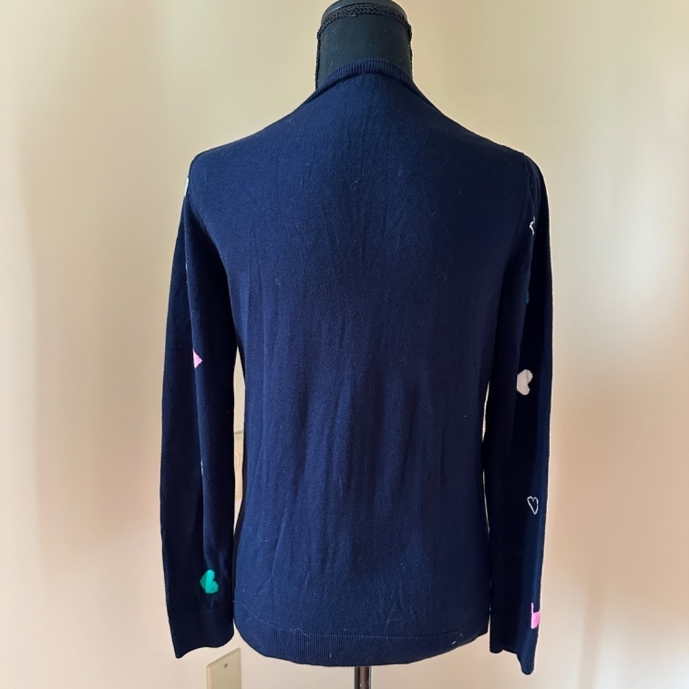 *TALBOTS* Navy x Multicolor Heart Long Sleeve Sweater Size Small - Picture 2 of 6